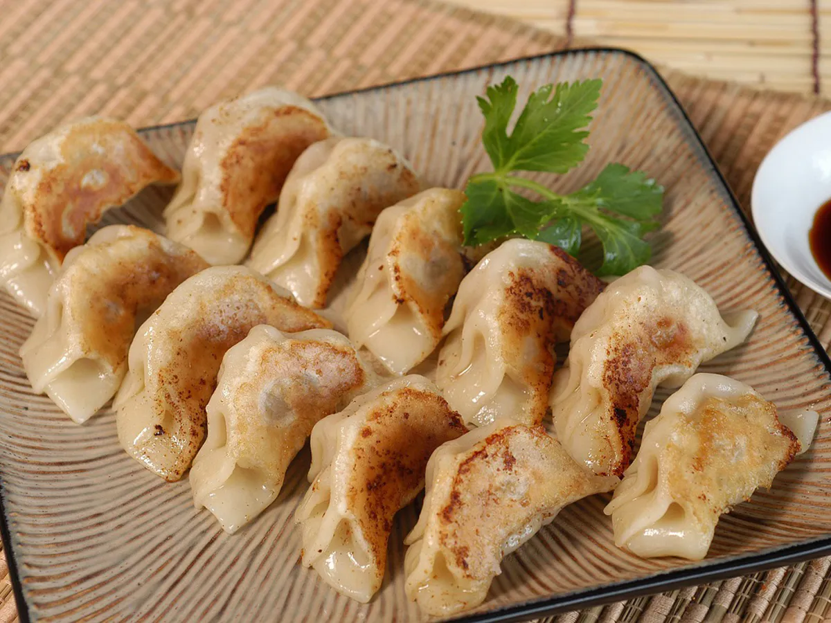 Crispy golden pan‑fried dumplings with savory dipping sauce at Endless Art And Food, an Asian Fushion Restaurant in Catskill